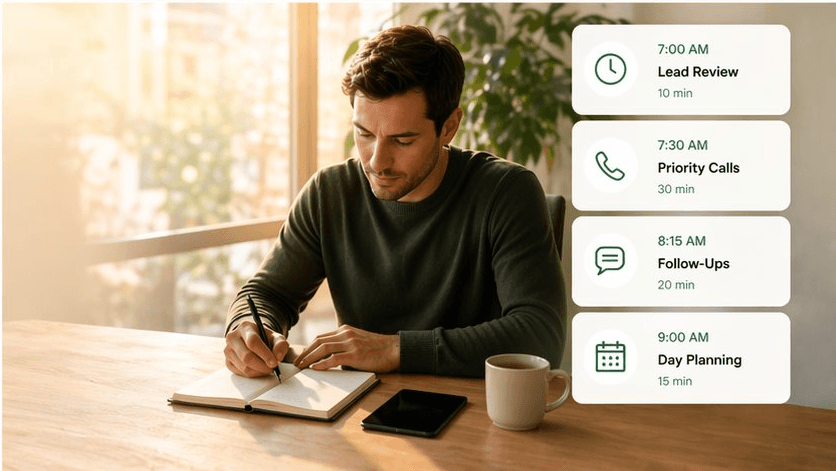 Pinova - Real estate agent morning routine: how top closers structure their day